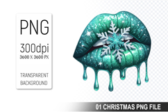 Christmas lips Clipart PNG Design, Digital Download File Product Image 1