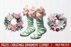 Pastel Christmas Sublimation Clipart, PNG Product Image 1