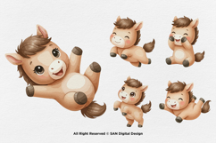 15 Bundle Watercolor Baby Horse Foal Pony Herd Stallion Product Image 5