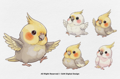 15 Bundle Watercolor Cute Baby Parrot Bird Macaw Parakeet Product Image 5