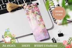 Pink Flowers Bookmark Printable, Cute Wisteria Bookmark PNG Product Image 1
