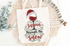 Sippin' Through The Snow Svg, Funny Christmas Wine SVG. Product Image 5