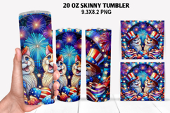 Cat Skinny Tumbler 20oz Wrap Design,4th of july Tumble PNG Product Image 1