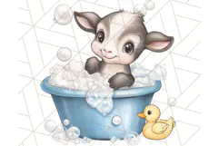 Farm Animal Babies in Bubble Bath PNG, Nursery Clipart Product Image 5