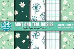 Mint and Teal Daisies Digital Bundle PNG Product Image 6