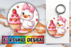 Joyful Round Coaster Sublimation, Cute Goose Product Image 1
