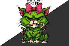 Green funny Christmas cat png design for T-shirts Product Image 2