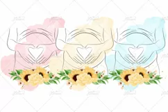Floral Baby Bump Outline Scan Photo PNG Design Product Image 4