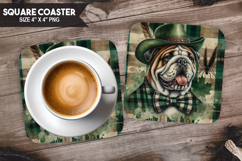 Cozy Dog Coaster, Buffalo Plaid Square Coaster PNG Product Image 1