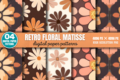 Retro floral matisse pattern Digital Paper Background PNG Product Image 4