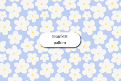 Seamless Daisy Floral Pattern Blue Background Design Product Image 1