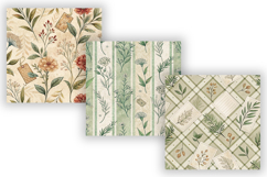 Vintage Botanical Tags Digital Paper Pack, Floral Seamless Product Image 2