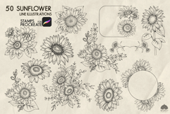 Sunflower Procreate stamp brushes Product Image 5