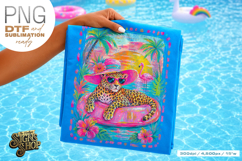 Tropical Leopard png, Pink Pool Float Summer Design DTF Product Image 5