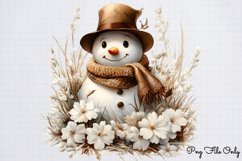 Watercolor Snowman Christmas Clipart Bundle PNG Product Image 6