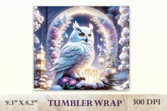 Sublimation Tumbler Wrap 3D White Owl / Png file Product Image 2