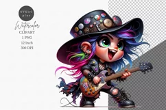 Gnome girl clipart, Electric guitar Product Image 1