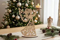 Christmas Angel Candle Holder Laser Cut | Glowforge | SVG Product Image 1