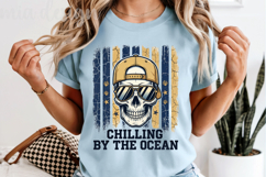 Cool Skull Summer PNG Chilling By The Ocean Sublimation Product Image 5