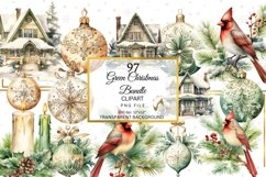 Watercolor Green Christmas Clipart PNG bundle, Cozy Green Product Image 7