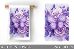 Butterfly Kitchen Towel. Rose Flowers Kitchen Towel Design Product Image 1
