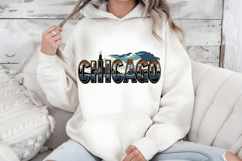 Chicago Skyline PNG, Vintage Windy City Lake Sublimation Product Image 5