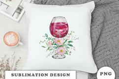 Watercolor Wine Glass Floral clipart Product Image 5
