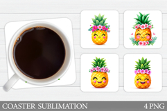 Cute Pineapple Coaster Design. Cute Pineapple Sublimation Product Image 1