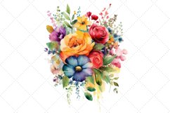Watercolor Floral Bouquet Clipart Bundle, Transparent Product Image 5