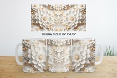 3D White Flowers Mug Wrap | Sublimation Coffee Cup Product Image 7