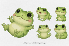 15 Bundle Watercolor Baby Frog Green Animal Pond Gama Product Image 5