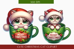 Cute Christmas Cat clipart, Cat Sublimation Product Image 1