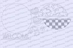 Strawberry Welcome Door Hanger SVG | Summer Wood Round Sign Product Image 2