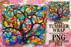 20oz Colorful Tree Wrap Stained Glass Tumbler Sublimation Product Image 1