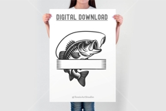 Bass Fish Monogram SVG Jumping Hooked Fish Cut Design Product Image 2