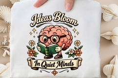 Ideas Bloom In Quiet Minds Funny Brain Reading Book Shirt Product Image 5