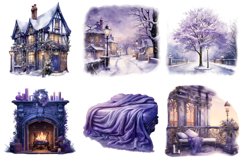 Winter Night Clipart, Winter Clipart, Set of 19 Png Bundle Product Image 5
