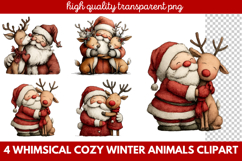 Whimsical Cozy Winter Animals Clipart | Cute Winter Wildlife Product Image 1