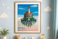 Cross stitch floating castle island embroidery digital file. Product Image 4
