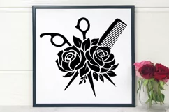 Floral Hairstylist Svg, Flower Svg, Rose Scissors Svg, Product Image 3