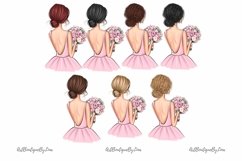 Bride and Bridesmaids Wedding Day Celebration Clipart Product Image 5