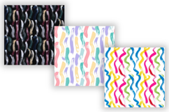 Wavy Hand Drawn Brush Digital Paper, Seamless Watercolor Product Image 5