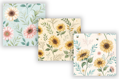 Sunflower Seamless Pattern Bundle, Shabby Chic Floral Product Image 5