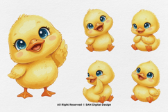 15 Bundle Watercolor Cute Yellow Duck Cute Animal Farm Product Image 5