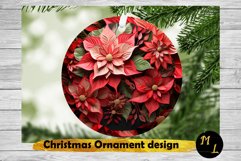 Poinsettia Ornament Sublimation ,3d Christmas Ornament png Product Image 1