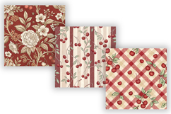 Cherry Toile Digital Paper Pack, Vintage Floral Toile Product Image 5
