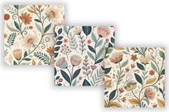 Minimal Folk Floral Seamless Patterns Bundle, Scandinavian Product Image 5
