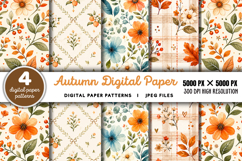 Autumn Digital Paper Backgrounds JPG Product Image 1