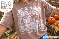 Ghost Reading Book Lover PNG, Retro Fall DTF Product Image 4