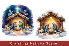 Christmas Nativity Scene Clipart, watercolor Nativity bundle Product Image 5